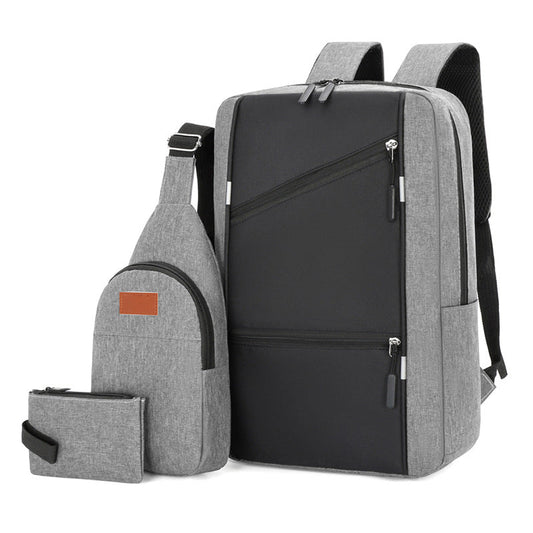 Business Backpack - Three-piece Large Capacity Nylon Computer Bag