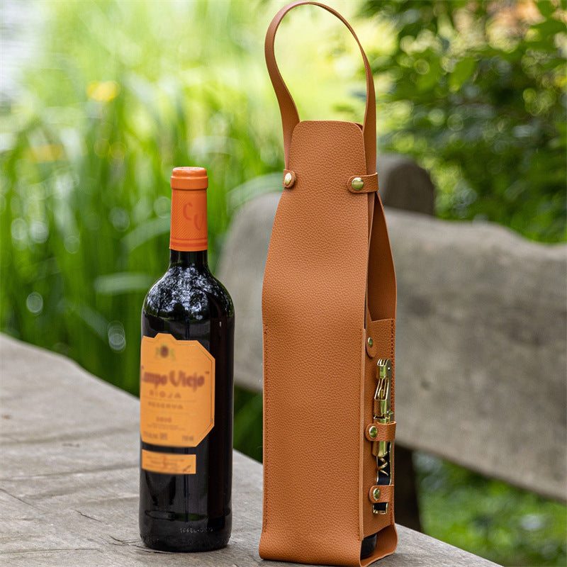 Pu leather - single red wine packaging bag