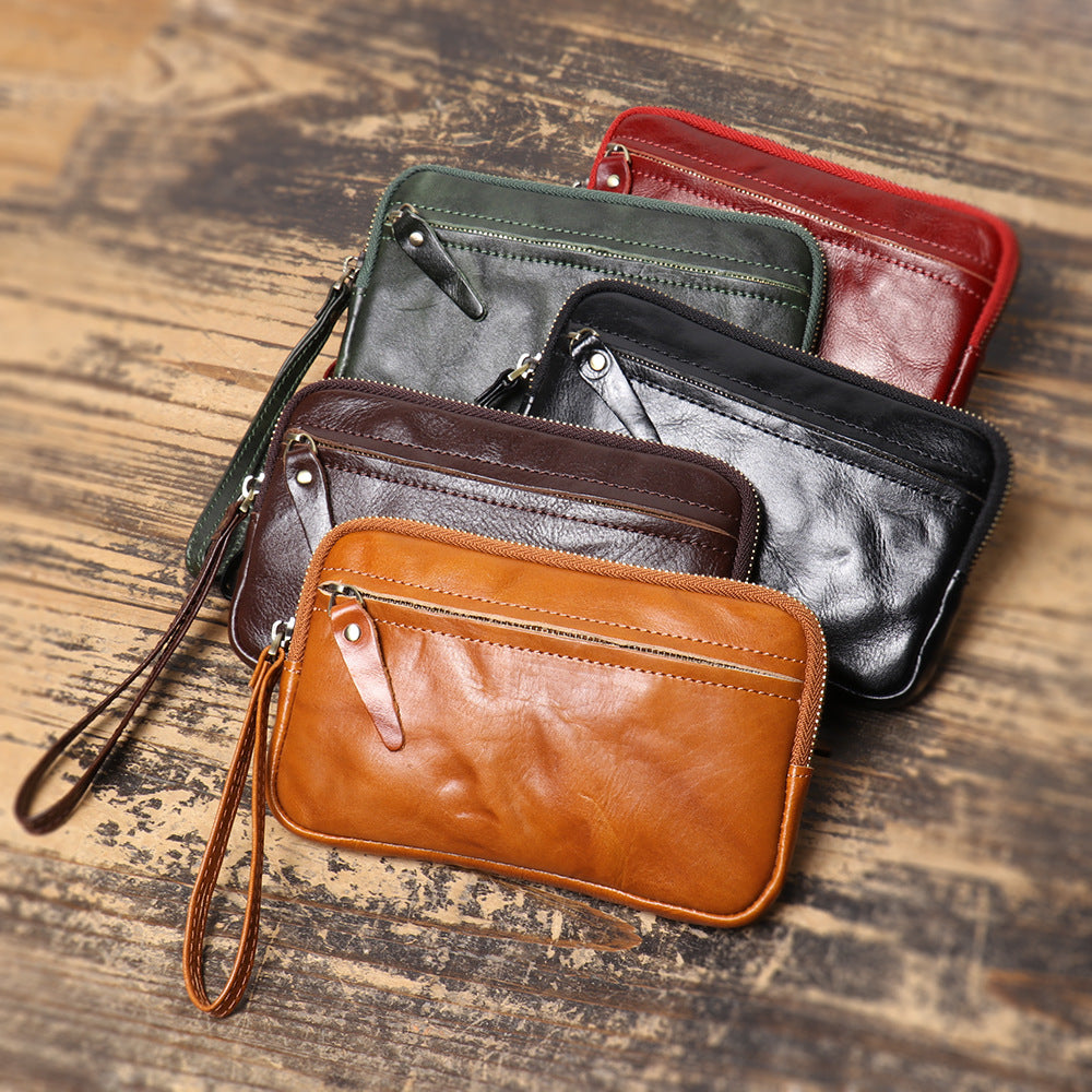 Vegetable Tanned Leather - Zipper Change Bag