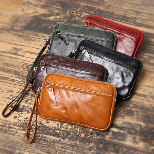 Vegetable Tanned Leather - Zipper Change Bag
