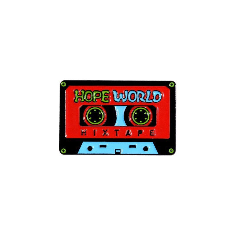 Red Cassette Travel Enamel Pin for Backpacks  by CAVE