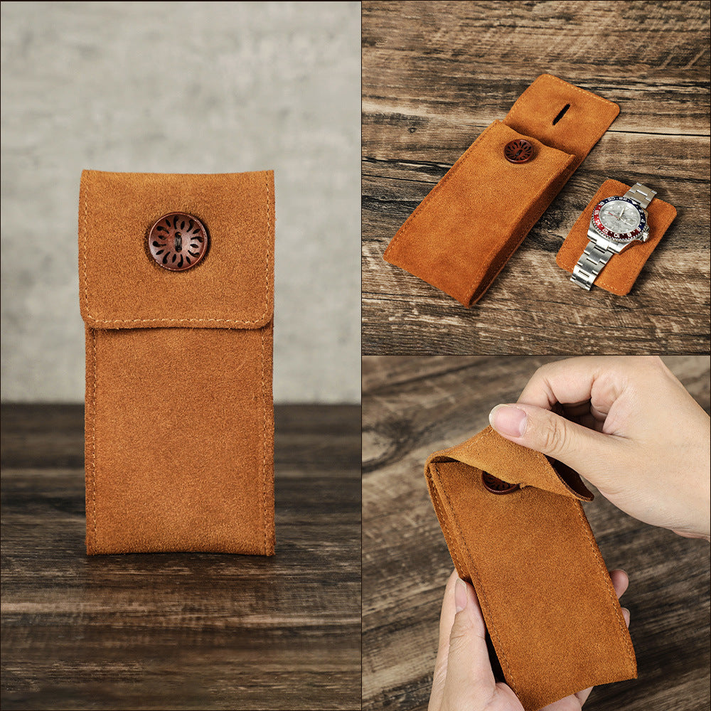 Vintage Velvet Leather Watch Bag - Handmade (Single)