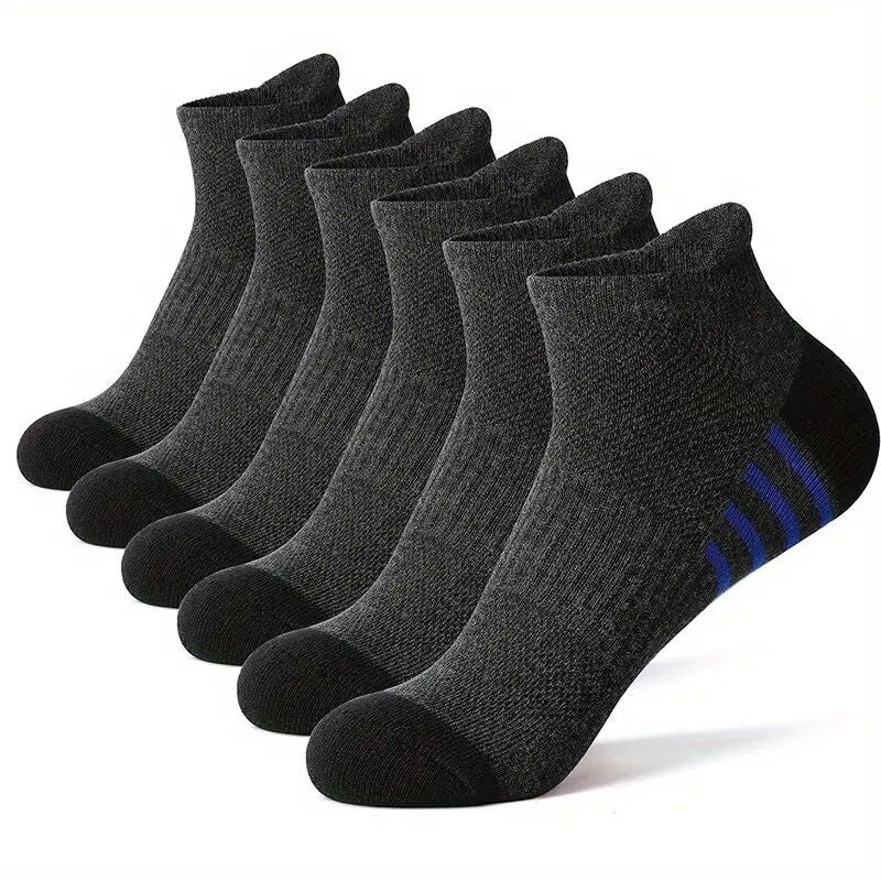 5 Pairs Pack-Men's black and white short boat socks
