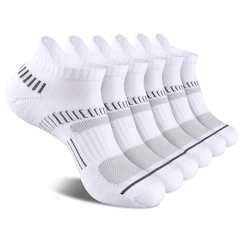 5 Pairs Pack-Men's black and white short boat socks