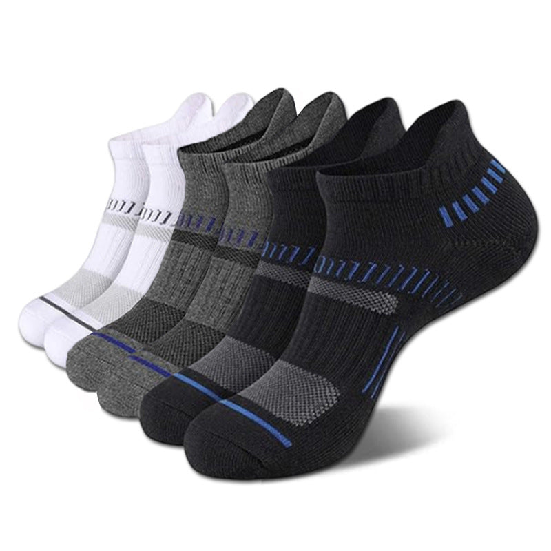 5 Pairs Pack-Men's black and white short boat socks