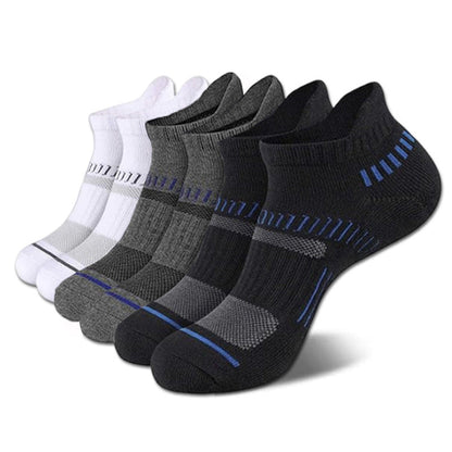 5 Pairs Pack-Men's black and white short boat socks