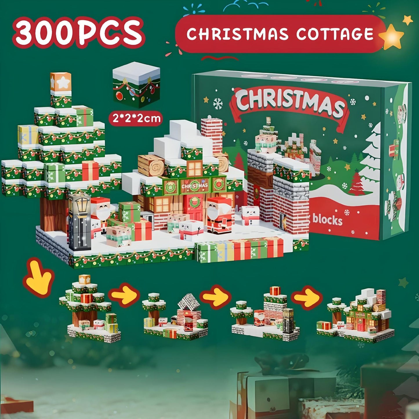 PIXEL CUBE Magnetic- [Christmas Cottage] 300pcs
