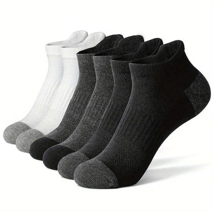 5 Pairs Pack-Men's black and white short boat socks
