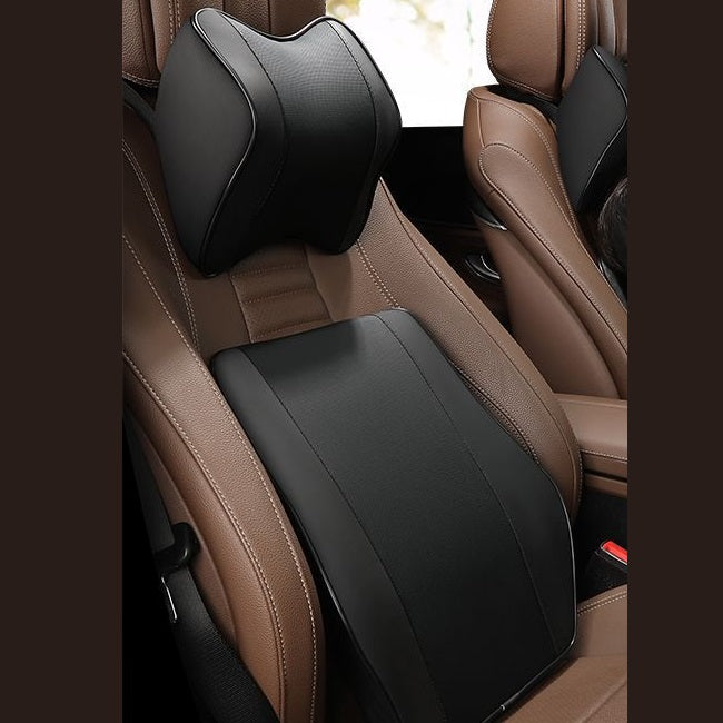 Car Headrest & Waist Pillow (Leather / Mesh)