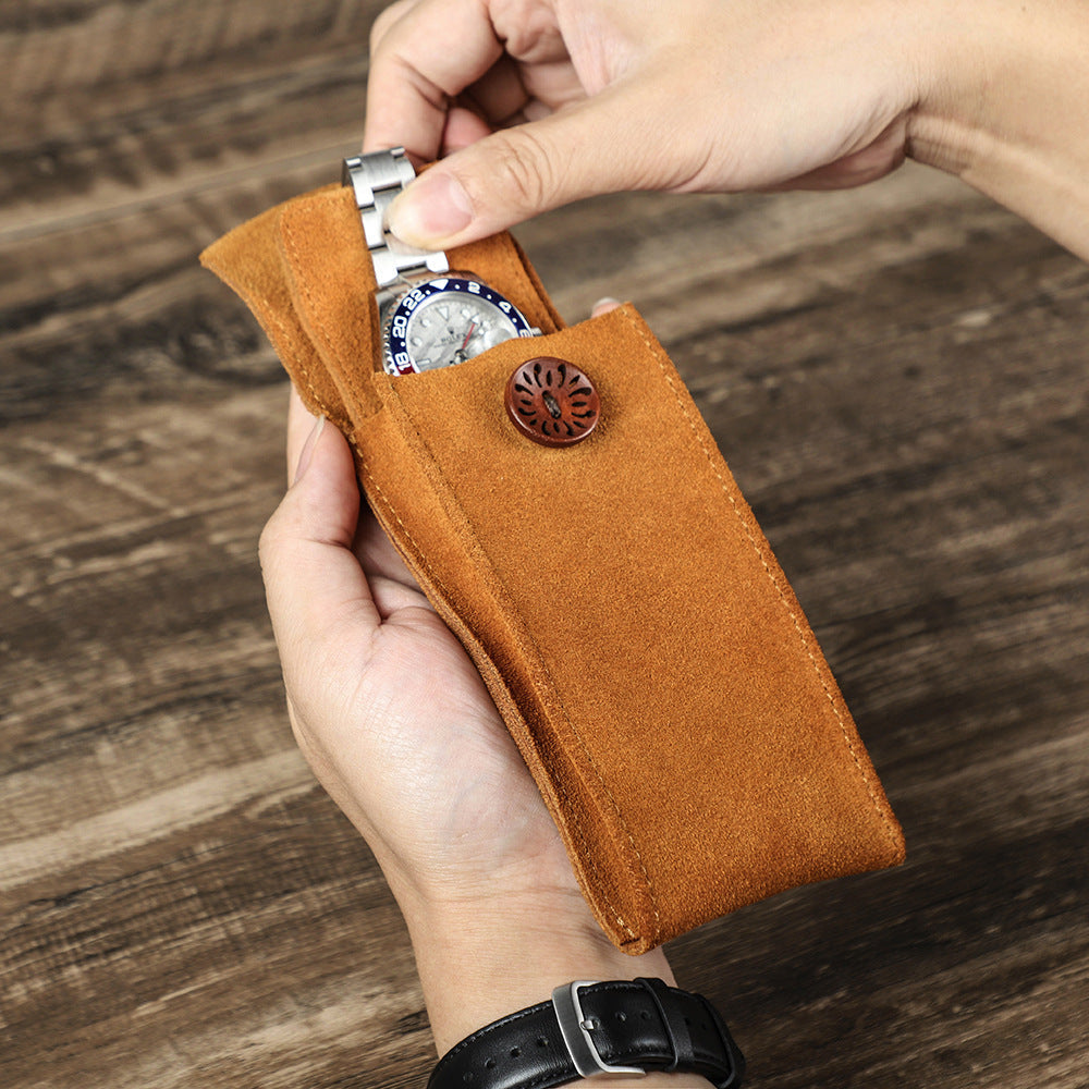 Vintage Velvet Leather Watch Bag - Handmade (Single)
