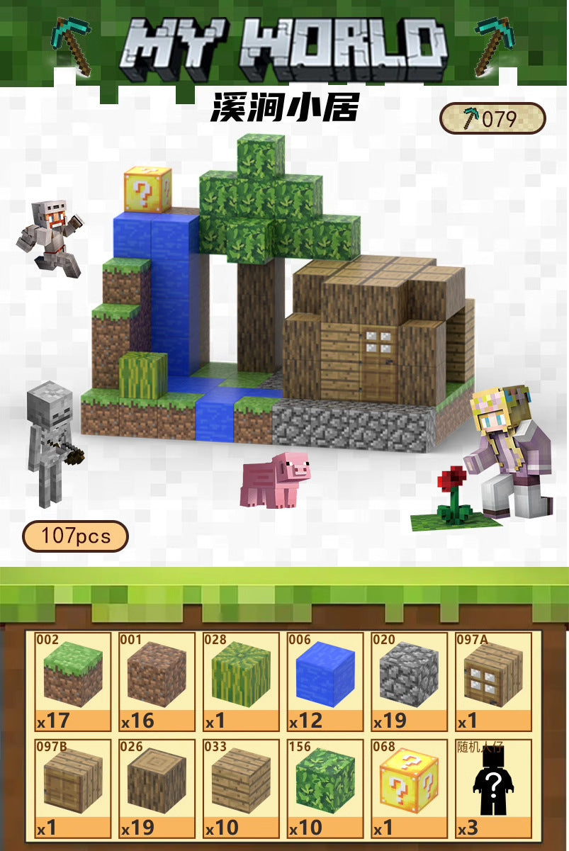 PIXEL CUBE Magnetice-[Snow Cabin]75pcs + 2 Dolls