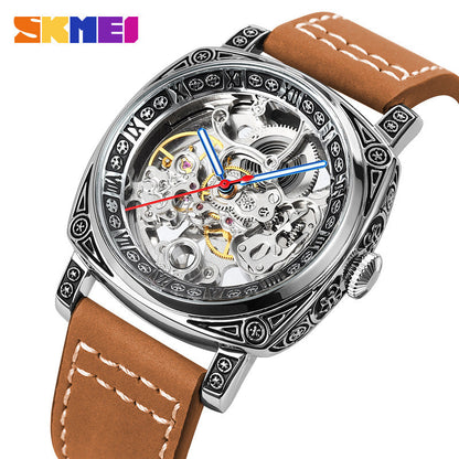 SKMEI Fashion Hollow Carved Square Men's Mechanical Watch-9271