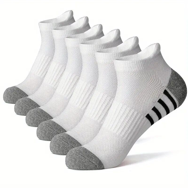 5 Pairs Pack-Men's black and white short boat socks