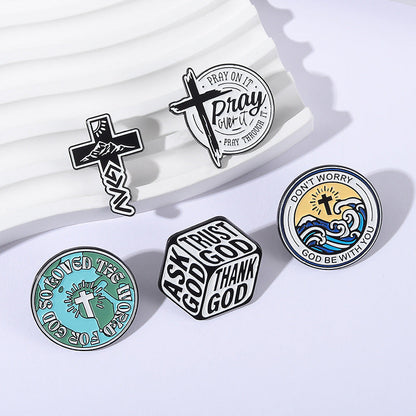 Mountain Cross Travel Enamel Pin for Backpacks  by CAVE