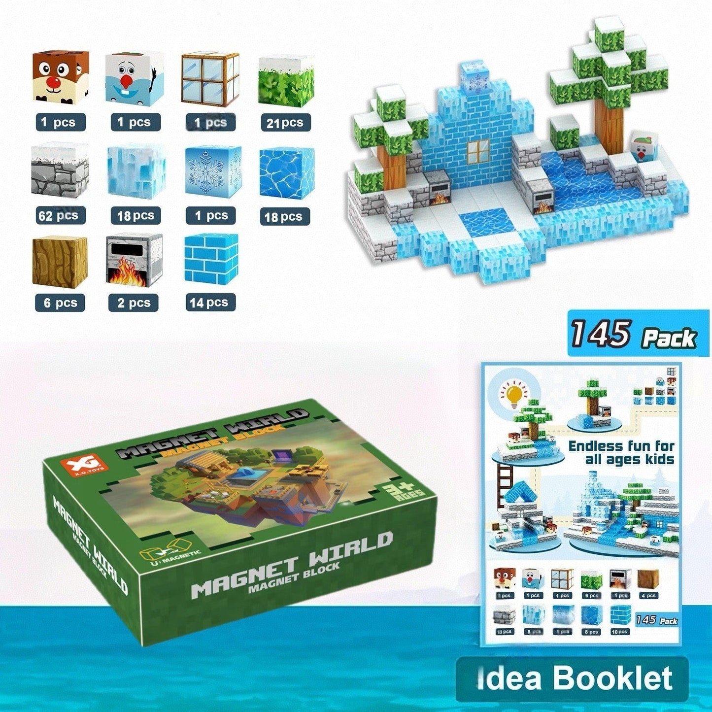 PIXEL CUBE Magnetice- [Amazon Ice and Snow] 145pcs