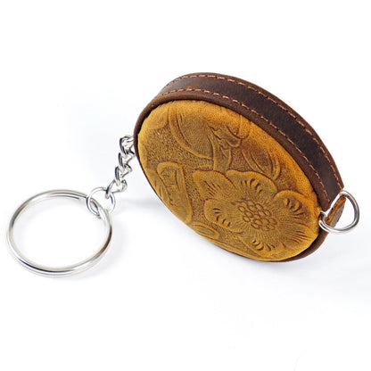 Crazy Horse leather handmade tape measure (solid color/engraved)