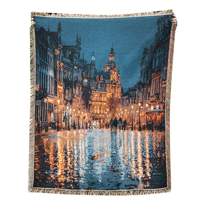 Home Decor Tapestry-Vintage European Cityscape Throw