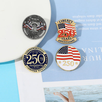US Flag 250 Travel Enamel Pin for Backpacks  by CAVE