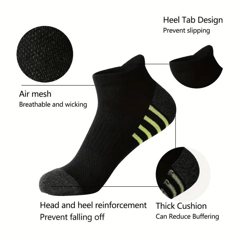 5 Pairs Pack-Men's black and white short boat socks