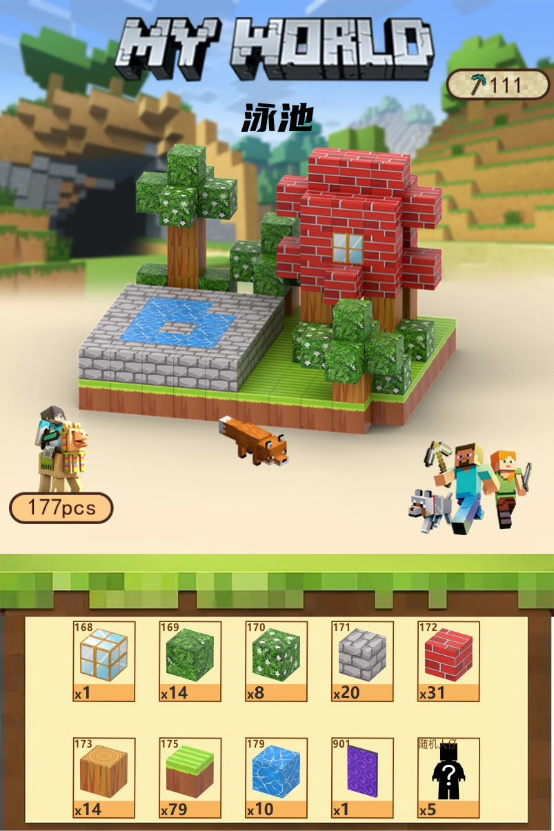 PIXEL CUBE Magnetic- [Swimming Pool] 177pcs+6 dolls