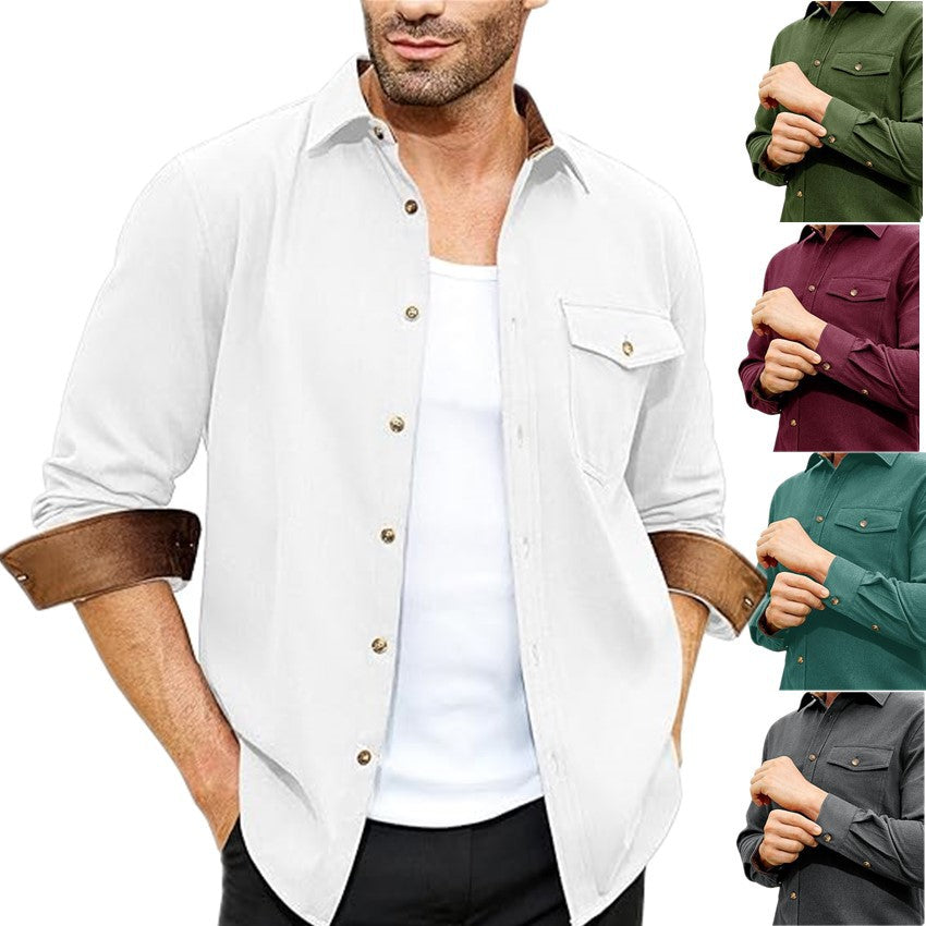 Men's Shirt - Long Sleeve Plain Neck