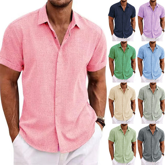 Men's Linen Short Sleeve T-Shirt - Loose Undershirt