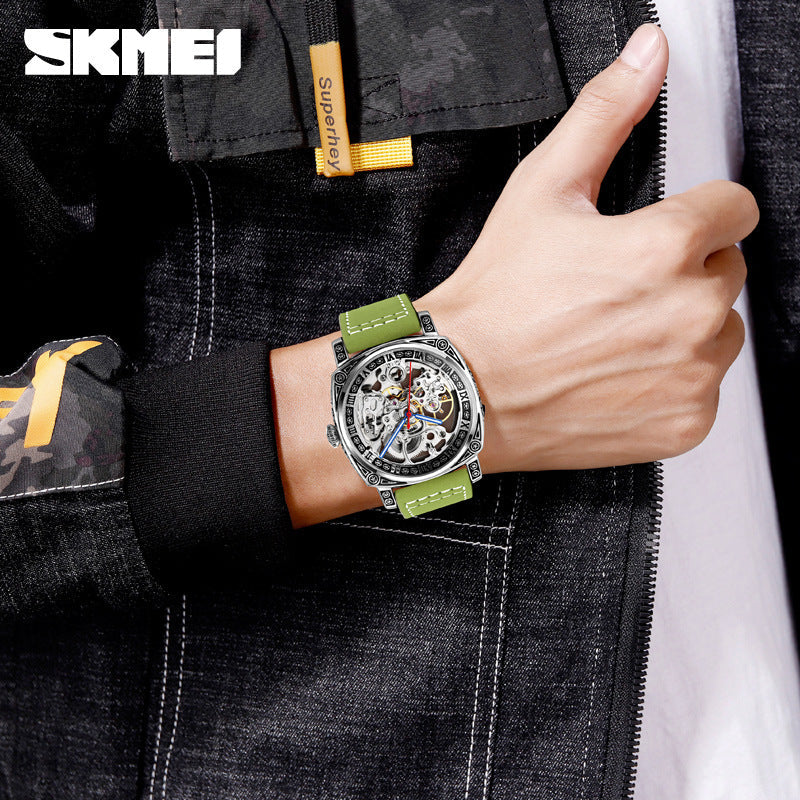 SKMEI Fashion Hollow Carved Square Men's Mechanical Watch-9271