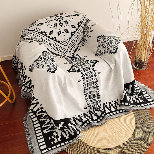 Home Decor Blanket-Black & White Plaid