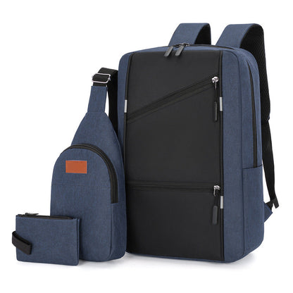 Business Backpack - Three-piece Large Capacity Nylon Computer Bag