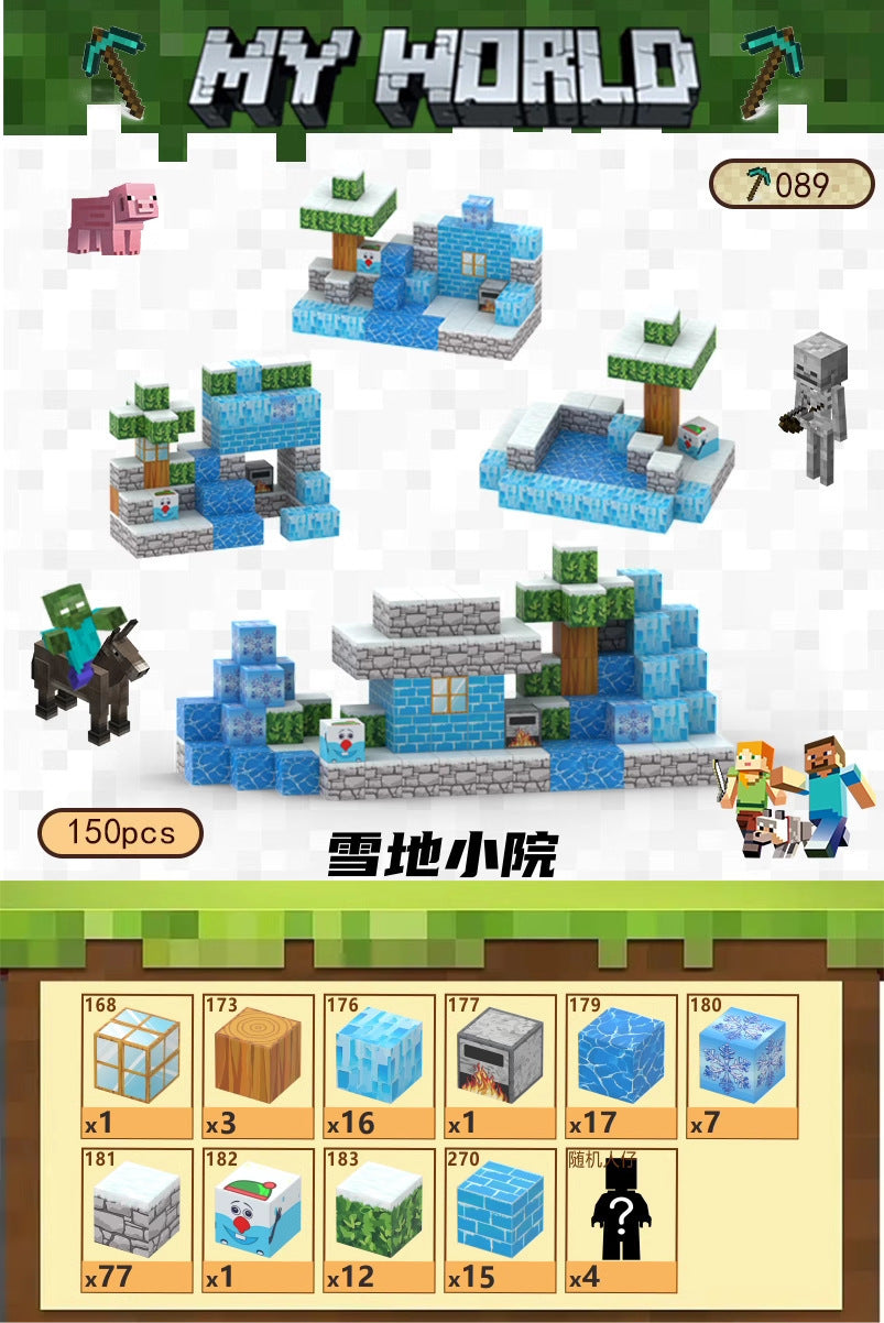 PIXEL CUBE Magnetice- [Snow Courtyard] 150pcs+6 dolls