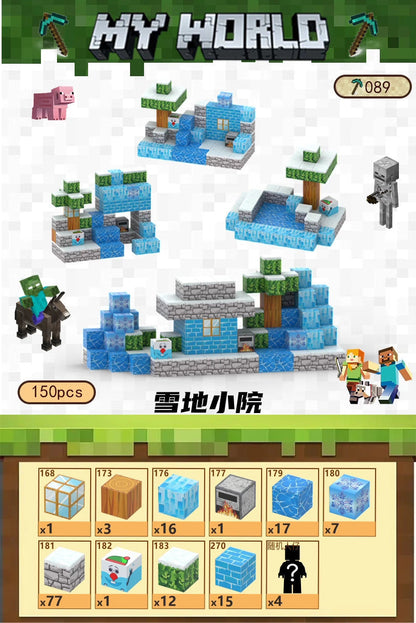 PIXEL CUBE Magnetice- [Snow Courtyard] 150pcs+6 dolls