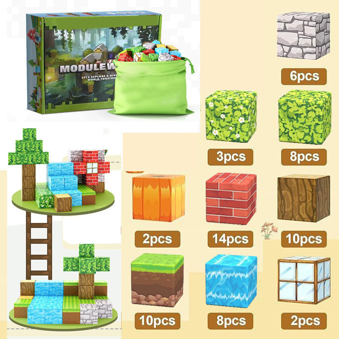 PIXEL CUBE Magnetice- [Original Forest] 63pcs