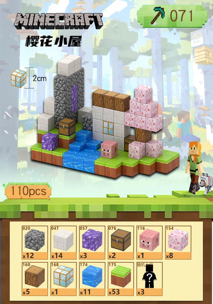 PIXEL CUBE Magnetice- [Sakura Cabin] 110pcs + 4 Dolls