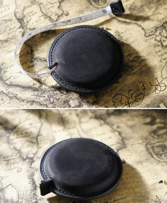 Crazy Horse leather handmade tape measure (solid color/engraved)