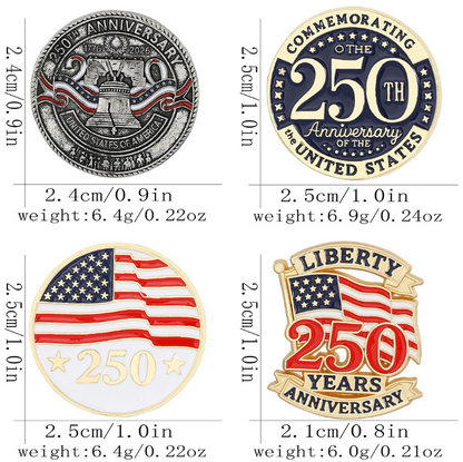 US Flag 250 Travel Enamel Pin for Backpacks  by CAVE