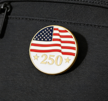 US Flag 250 Travel Enamel Pin for Backpacks  by CAVE