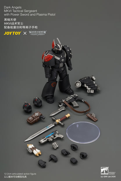 Dark Angels MKVI Tactical Sergeant with Power Sword and Plasma Pistol - Warhammer "The Horus Heresy" 1/18 Action Figure By JOYTOY