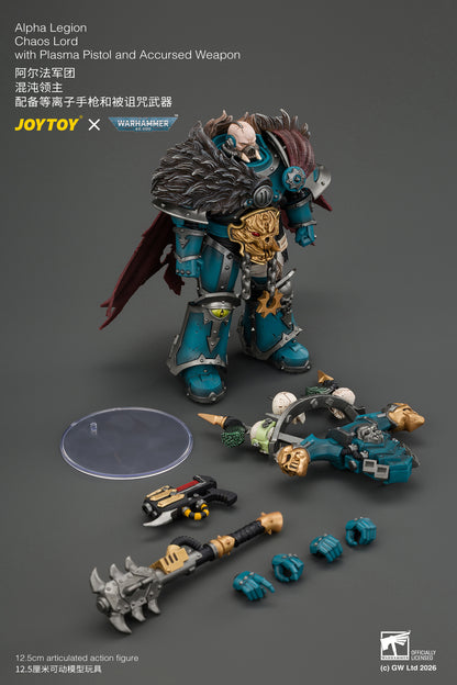 Alpha Legion Chaos Lord with Plasma Pistol and Accursed Weapon - Warhammer 40K 1/18 Action Figure By JOYTOY