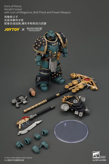Sons of Horus Herald Consul with Icon of Allegiance, Bolt Pistol and Power Weapon - "The Horus Heresy" Warhammer 1/18 Action Figure By JOYTOY