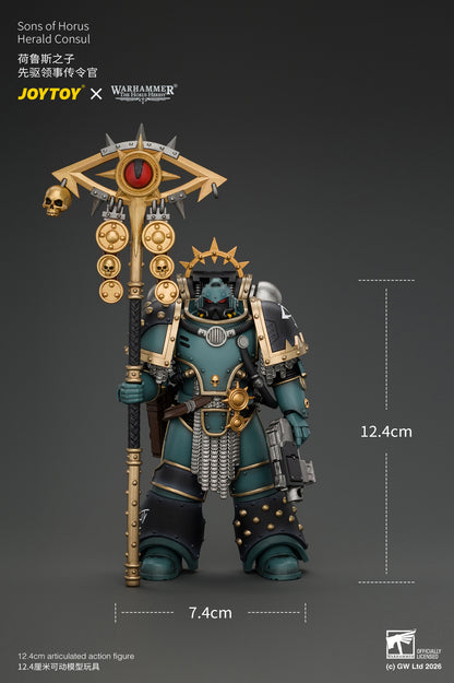Sons of Horus Herald Consul with Icon of Allegiance, Bolt Pistol and Power Weapon - "The Horus Heresy" Warhammer 1/18 Action Figure By JOYTOY