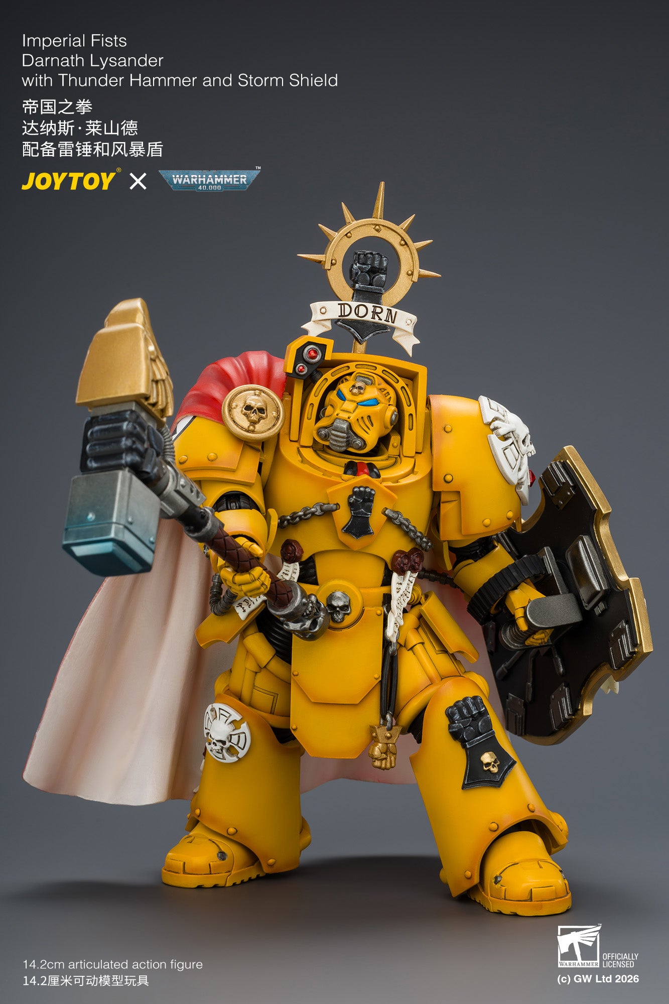 Imperial Fists Darnath Lysander with Thunder Hammer and Storm Shield - Warhammer 40k 1/18 Action Figure By JOYTOY