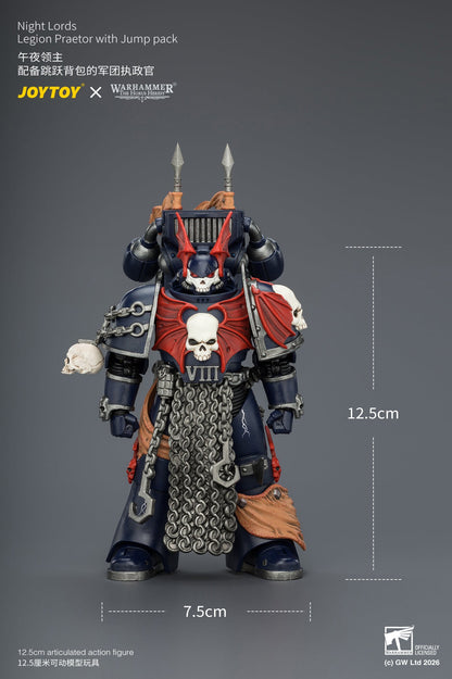 Night Lords Legion Praetor with Jump pack - "The Horus Heresy" Primarch-Warhammer 40k 1/18 Action Figure By JOYTOY