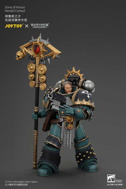 Sons of Horus Herald Consul with Icon of Allegiance, Bolt Pistol and Power Weapon - "The Horus Heresy" Warhammer 1/18 Action Figure By JOYTOY