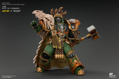 Salamanders Vulkan, Primarch of the XVlllth Legion with Dawnbringer, The Furnace's Heart and Dragon's Breath Gauntlet - Warhammer 30k 1/18 Action Figure By JOYTOY