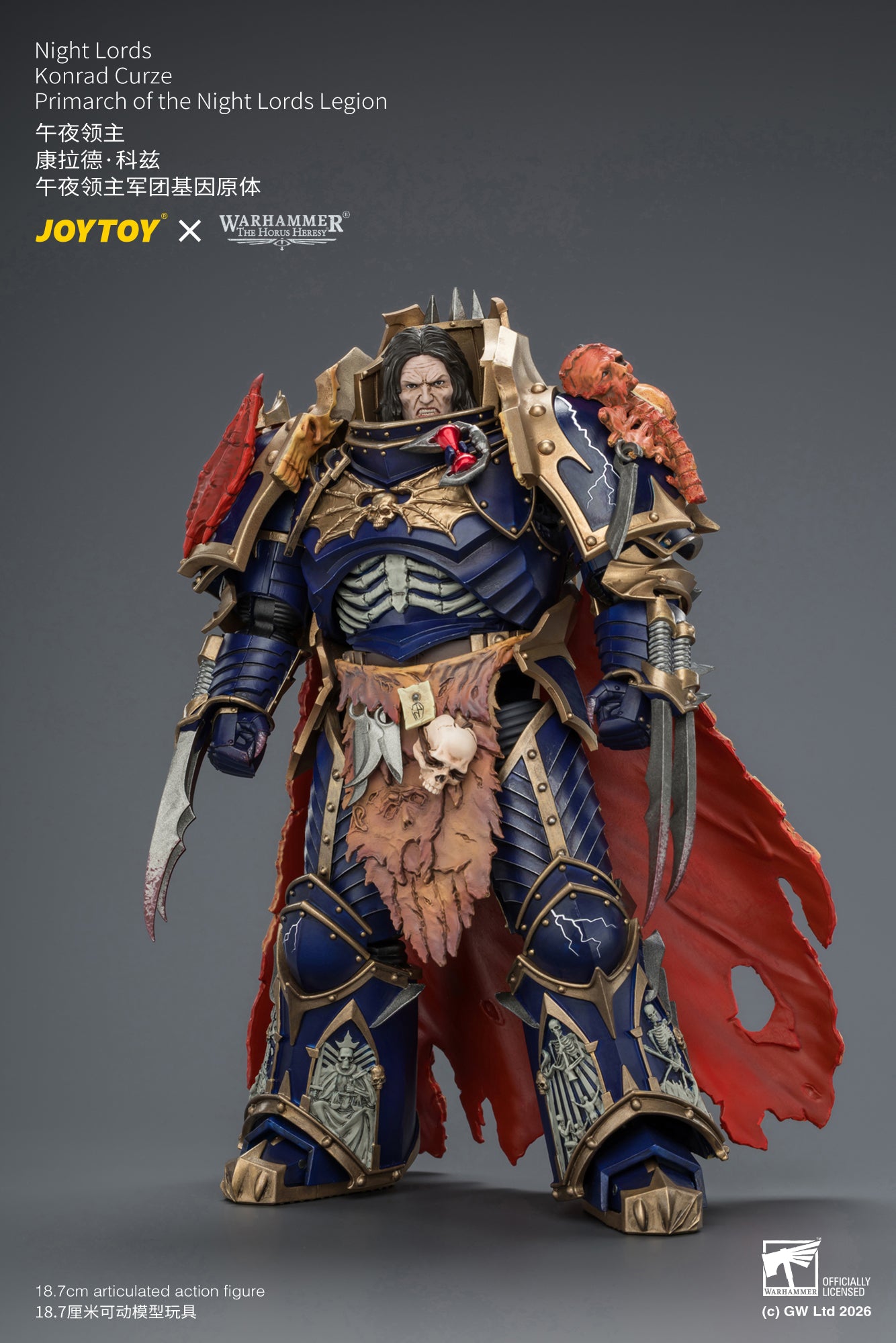 Night Lords Konrad Curze Primarch of the Night Lords Legion - "The Horus Heresy" Warhammer 30k 1/18 Action Figure By JOYTOY