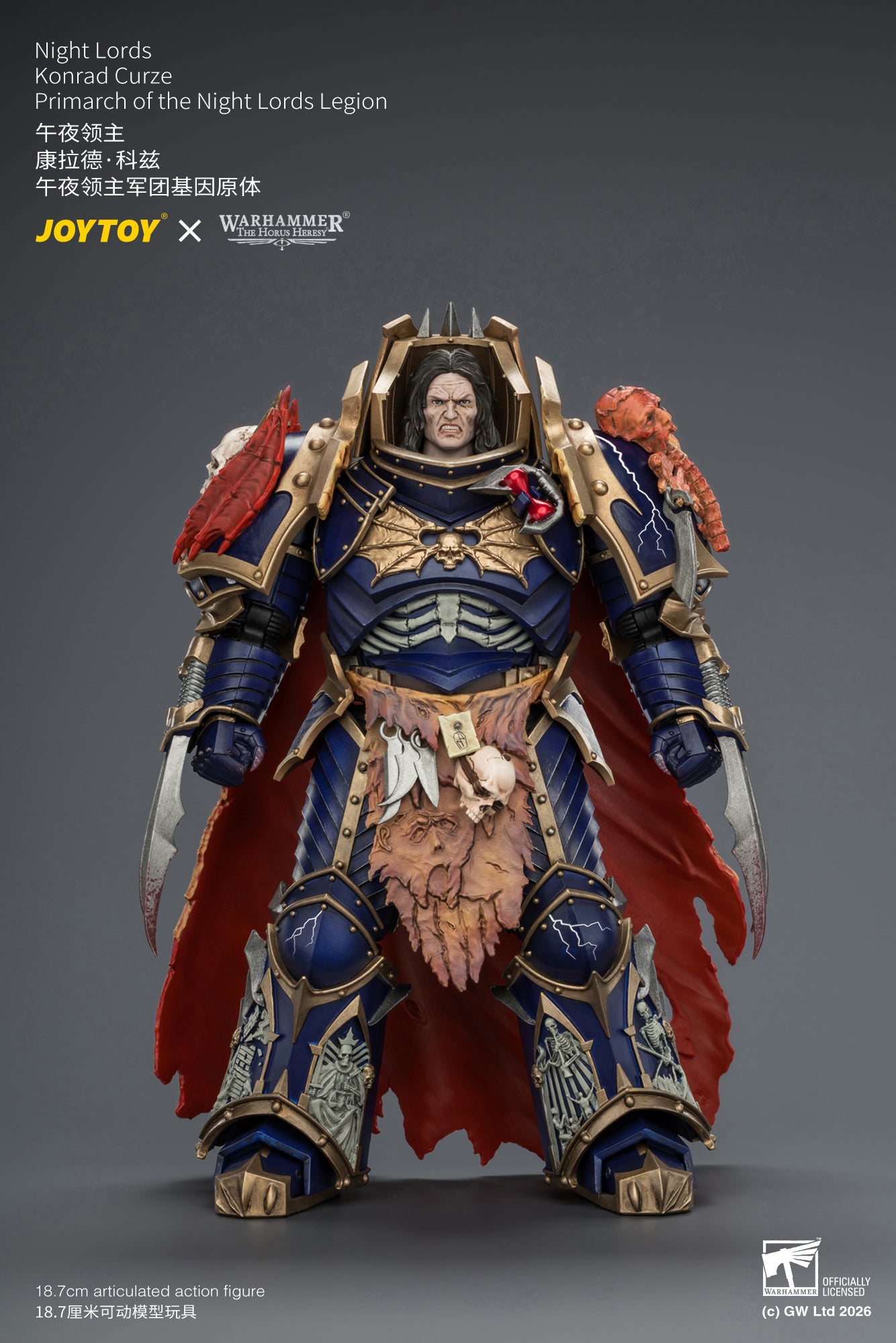 Night Lords Konrad Curze Primarch of the Night Lords Legion - "The Horus Heresy" Warhammer 30k 1/18 Action Figure By JOYTOY