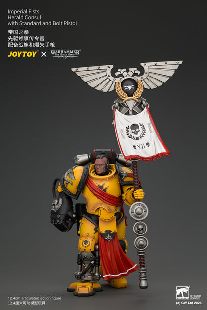 Imperial Fists Herald Consul with Standard and Bolt Pistol - Warhammer "The Horus Heresy" 1/18 Action Figure By JOYTOY