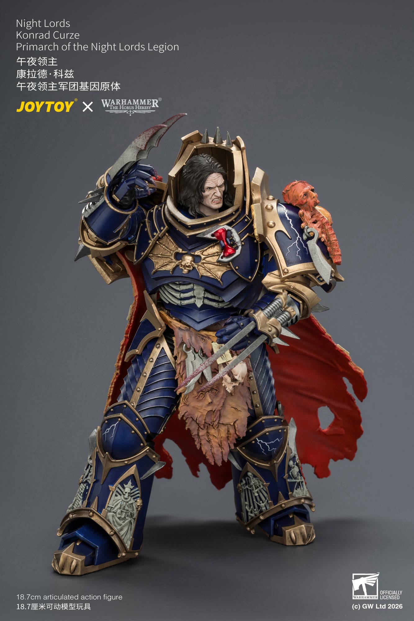 Night Lords Konrad Curze Primarch of the Night Lords Legion - "The Horus Heresy" Warhammer 30k 1/18 Action Figure By JOYTOY