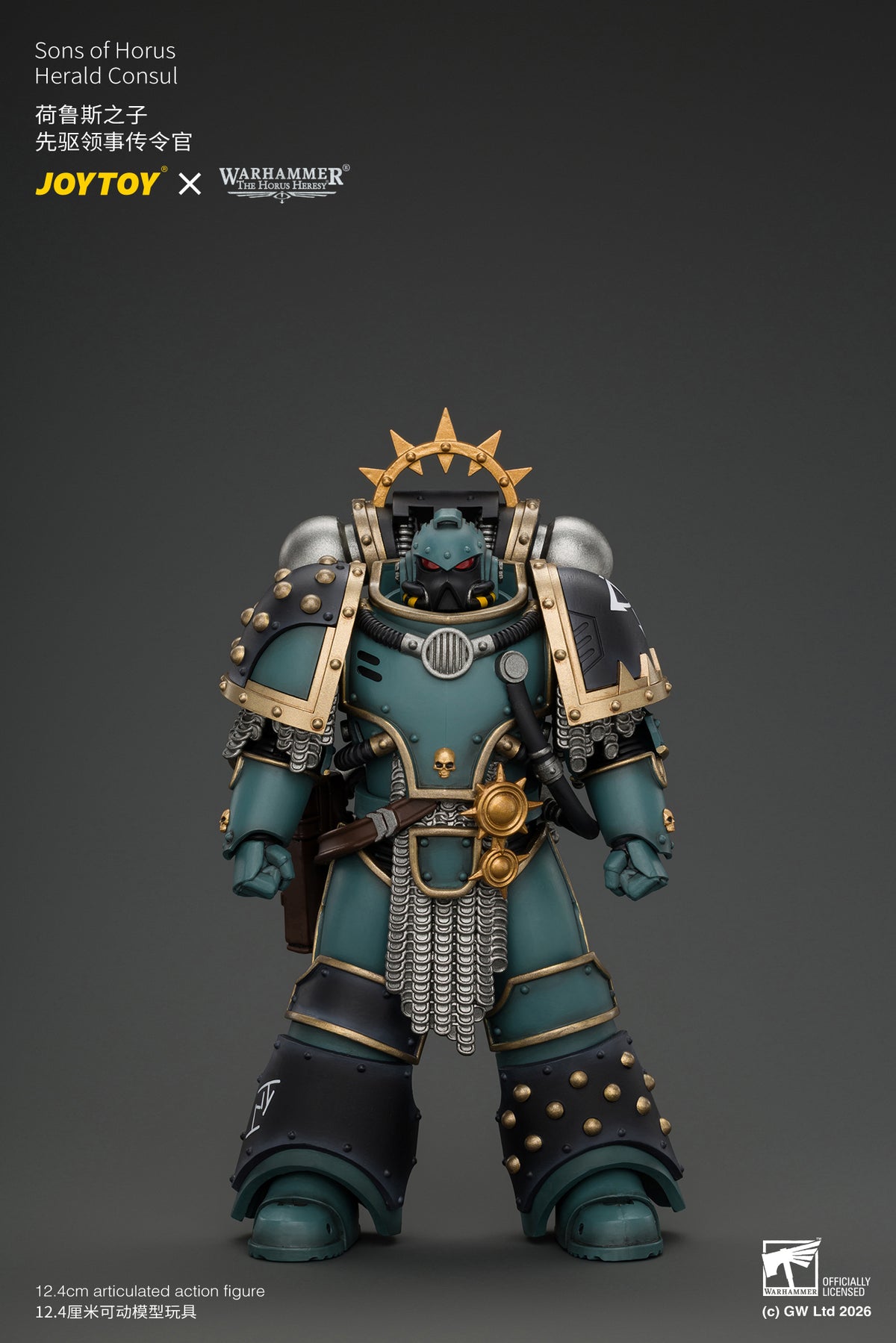 Sons of Horus Herald Consul with Icon of Allegiance, Bolt Pistol and Power Weapon - "The Horus Heresy" Warhammer 1/18 Action Figure By JOYTOY