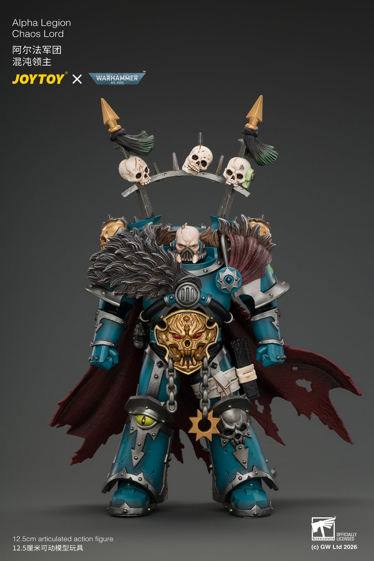 Alpha Legion Chaos Lord with Plasma Pistol and Accursed Weapon - Warhammer 40K 1/18 Action Figure By JOYTOY